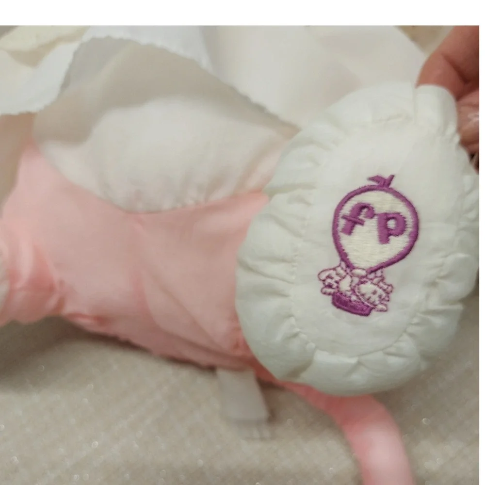 Vintage Fisher Price Puffalump Mouse Pink Nylon Plush Dress Eyelet Lace 1986